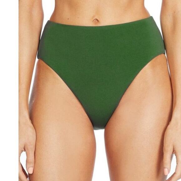 Robin Piccone Ava Bikini Bottoms Extra Small NEW High Waist Green #191769 NWOT